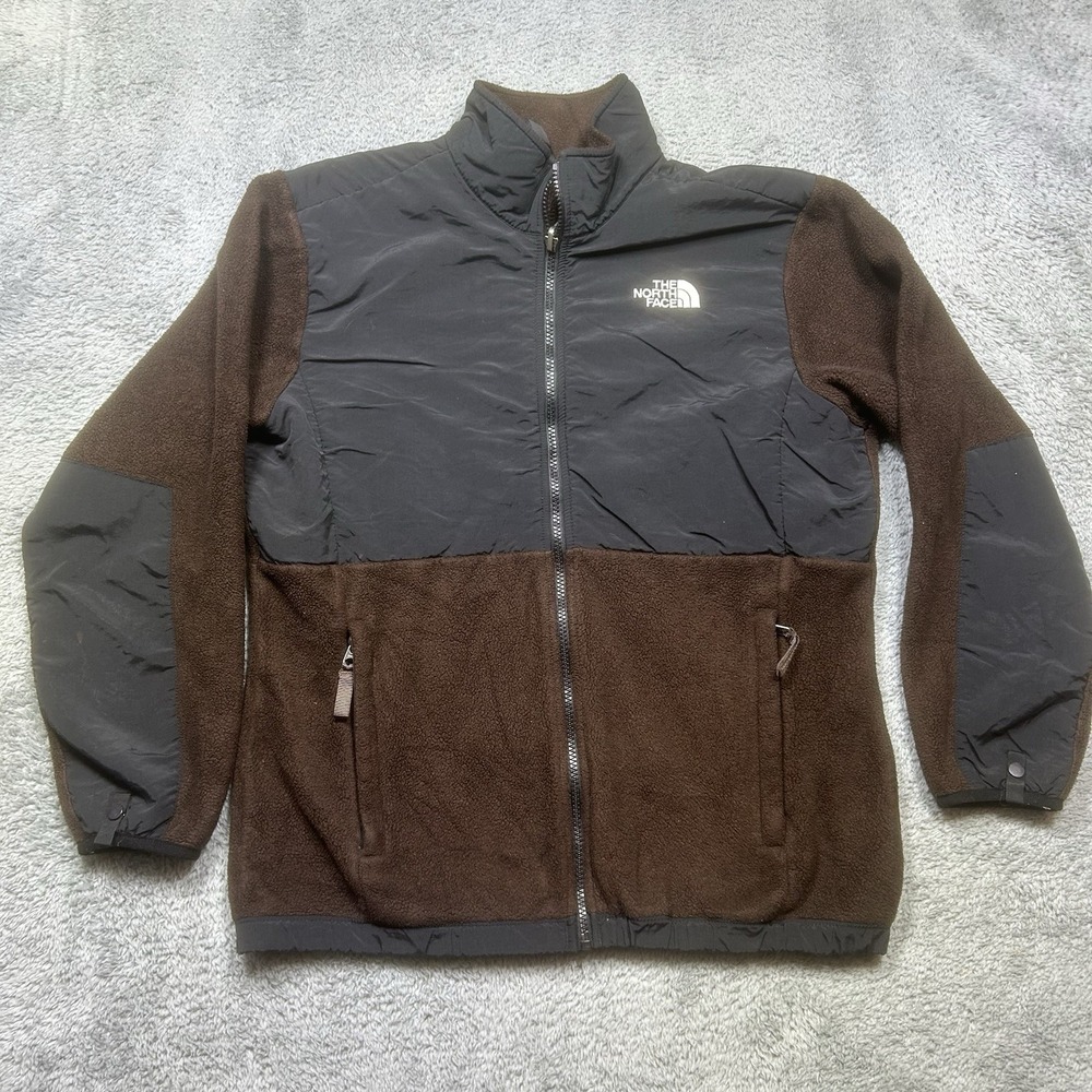NORTH FACE Denali Jacket Girls XL Dark Brown Full Zip Fleece‎ Outdoor Polartec